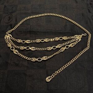 Vintage Gold-Tone Multi-Strand Chain Waist Belt